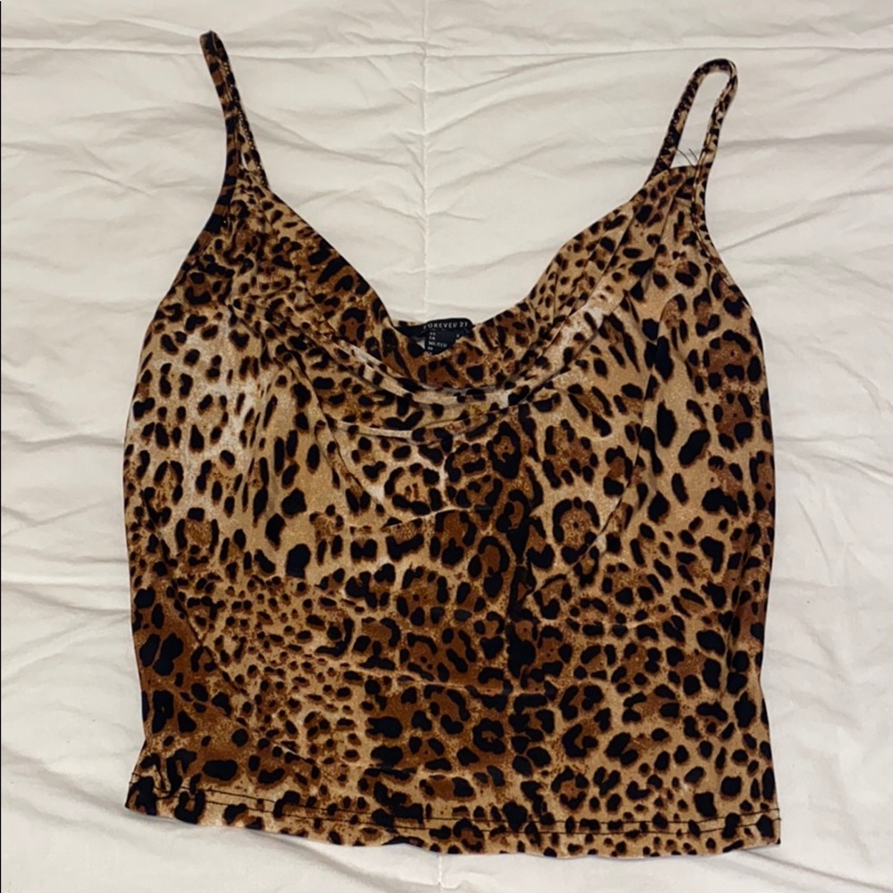 Leopard cowl neck top